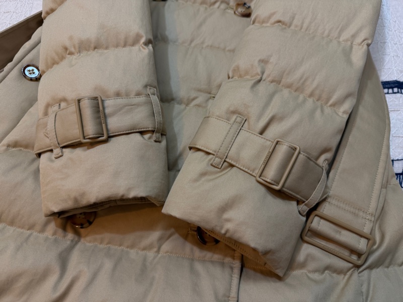 BURBERRY英國蜜色連帽鵝絨風衣大衣XS-6