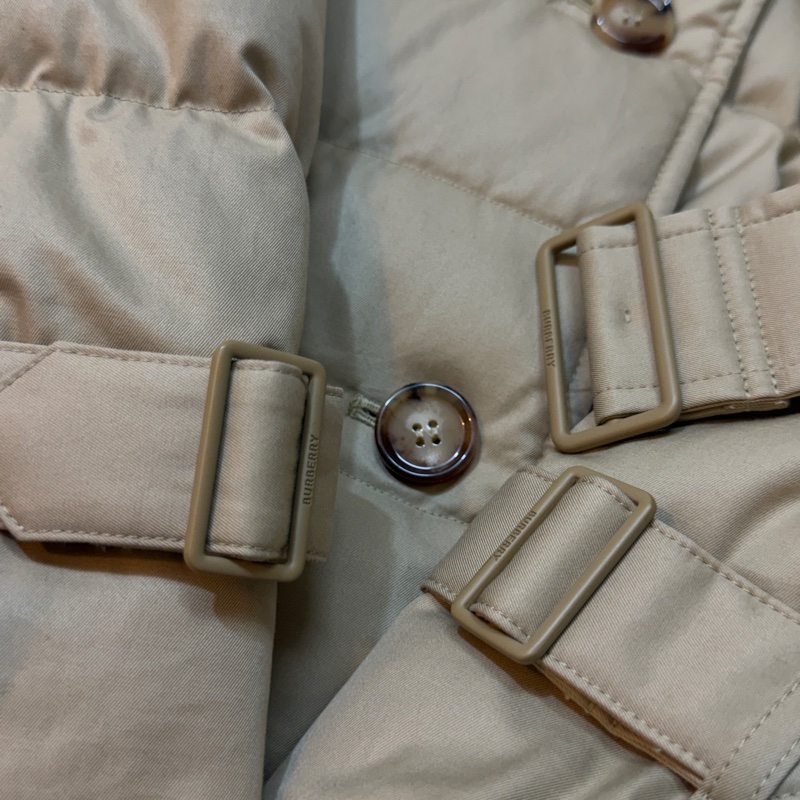 BURBERRY英國蜜色連帽鵝絨風衣大衣XS-7