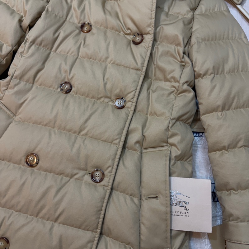 BURBERRY英國蜜色連帽鵝絨風衣大衣XS-9