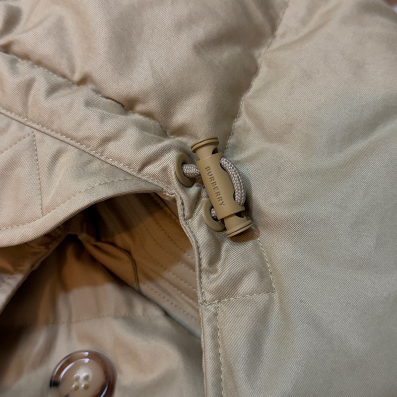 BURBERRY英國蜜色連帽鵝絨風衣大衣XS-12