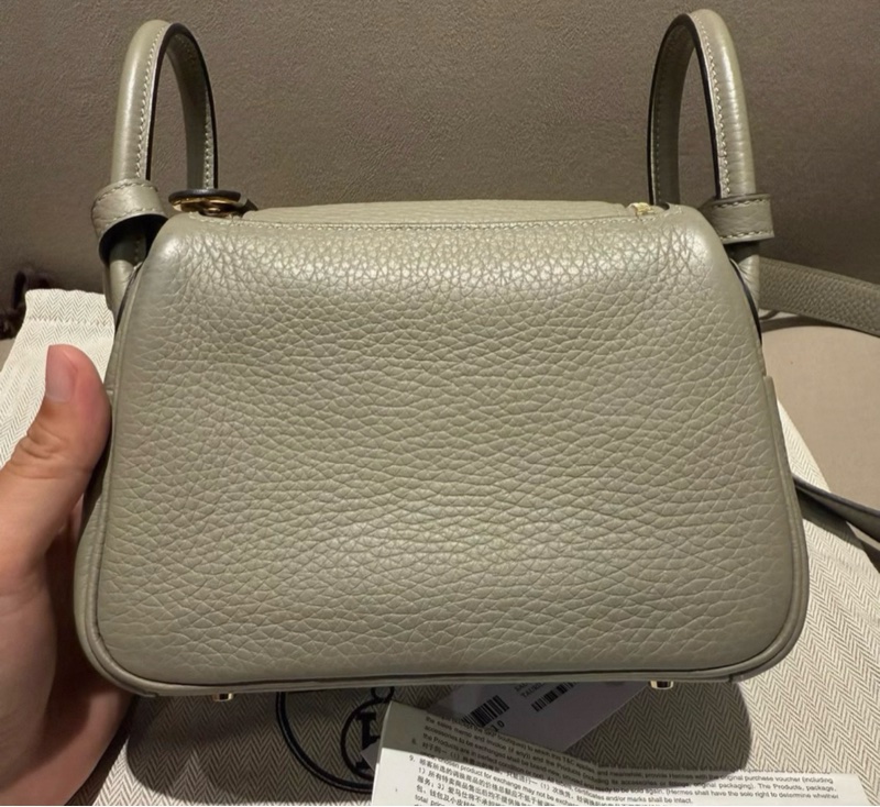 99新🩷有購証 愛馬仕 Mini Lindy  鼠尾草色金扣B刻 一代-1