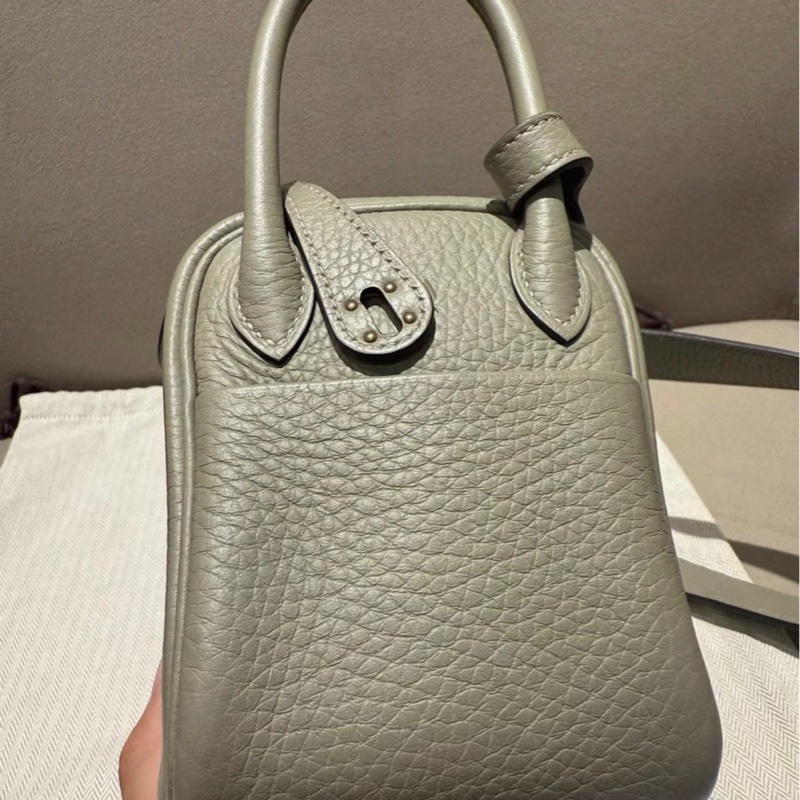 99新🩷有購証 愛馬仕 Mini Lindy  鼠尾草色金扣B刻 一代-3