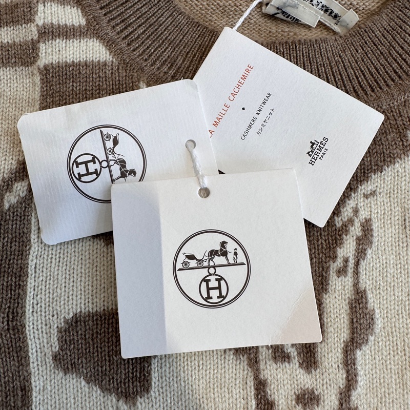 全新帶吊牌 Hermes愛馬仕 100山羊絨套頭針織衫 36碼 巨柔軟親膚 保暖性超贊 繮轡圖案-5