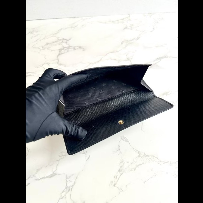 【LA LUNE】中古包 Chanel黑藍色皮革拼色長夾 皮夾 錢包 二手包 小包 古董包-5