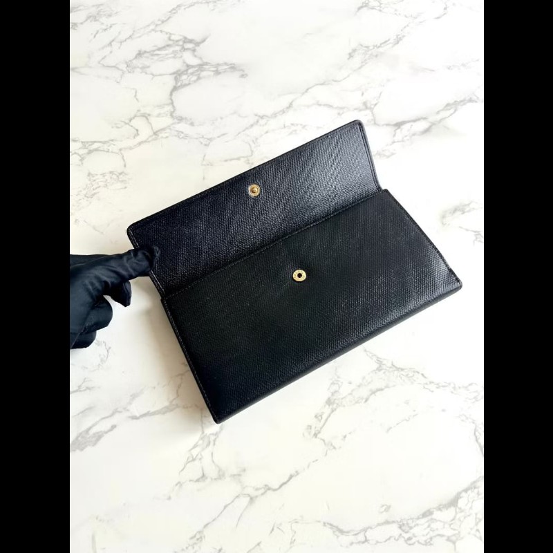 【LA LUNE】中古包 Chanel黑藍色皮革拼色長夾 皮夾 錢包 二手包 小包 古董包-6