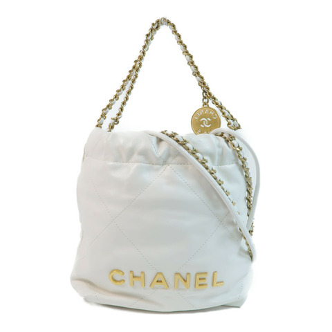 CHANEL 牛皮皮革22 Mini Handbag金扣手挽肩背兩用袋