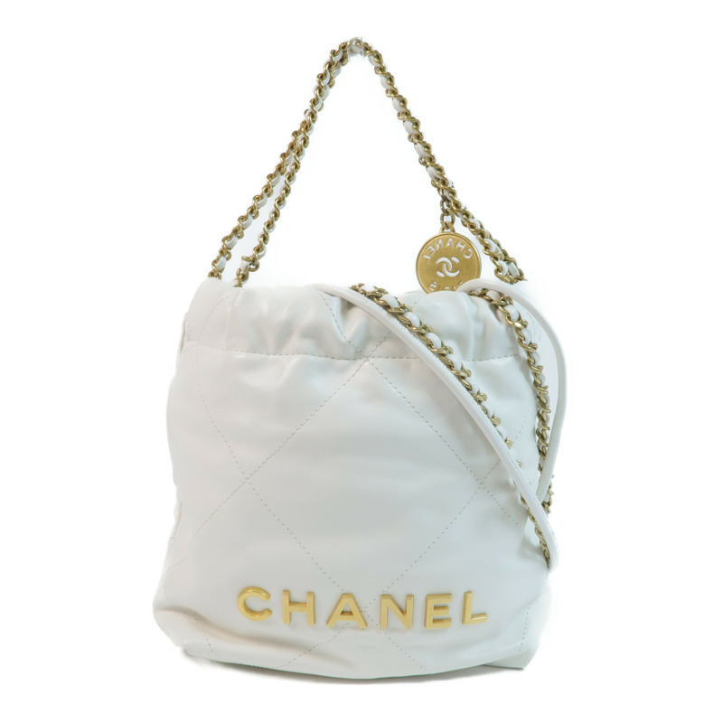 CHANEL 牛皮皮革22 Mini Handbag金扣手挽肩背兩用袋-0