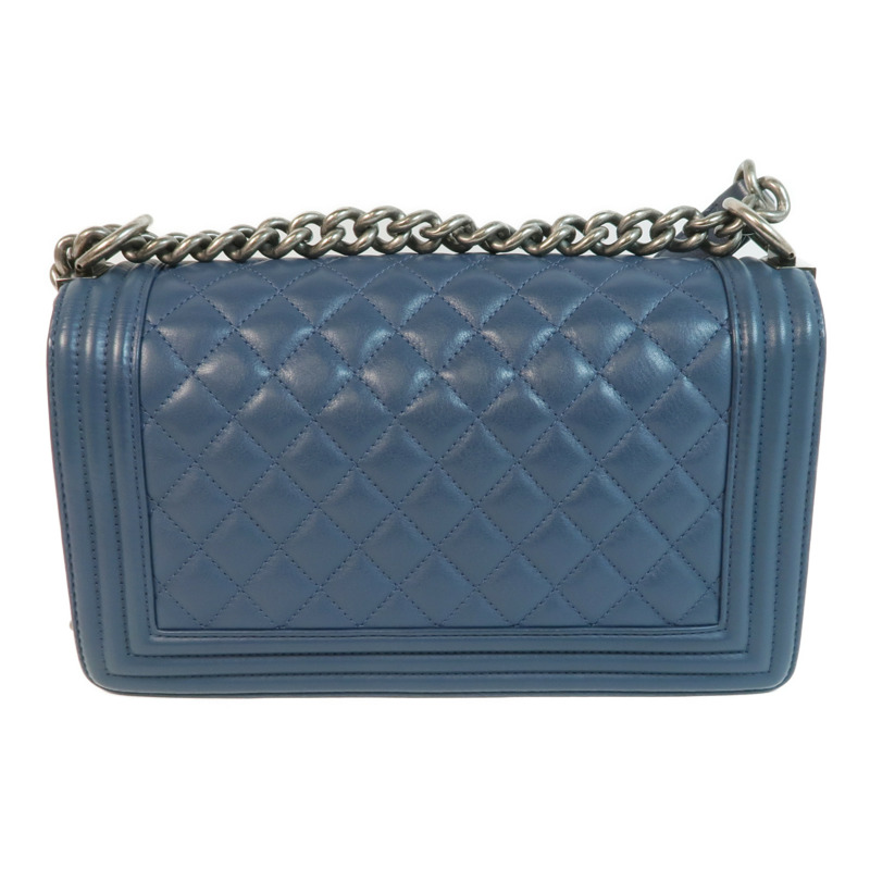 CHANEL 羊皮皮革Boy 25銀扣鏈帶肩背袋-1