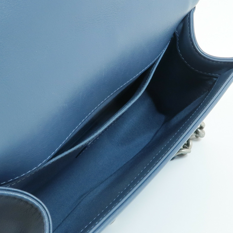 CHANEL 羊皮皮革Boy 25銀扣鏈帶肩背袋-4