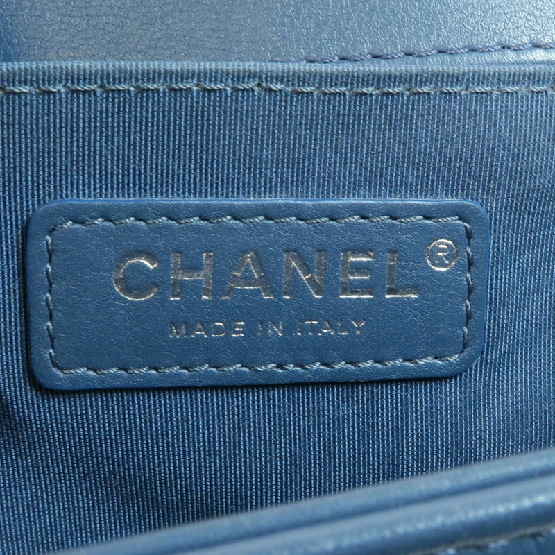 CHANEL 羊皮皮革Boy 25銀扣鏈帶肩背袋-5