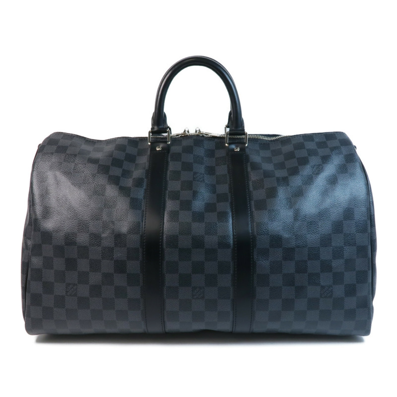 LOUIS VUITTON Damier Graphite Keepall 45 Bandouliere銀扣手挽肩背兩用袋-1