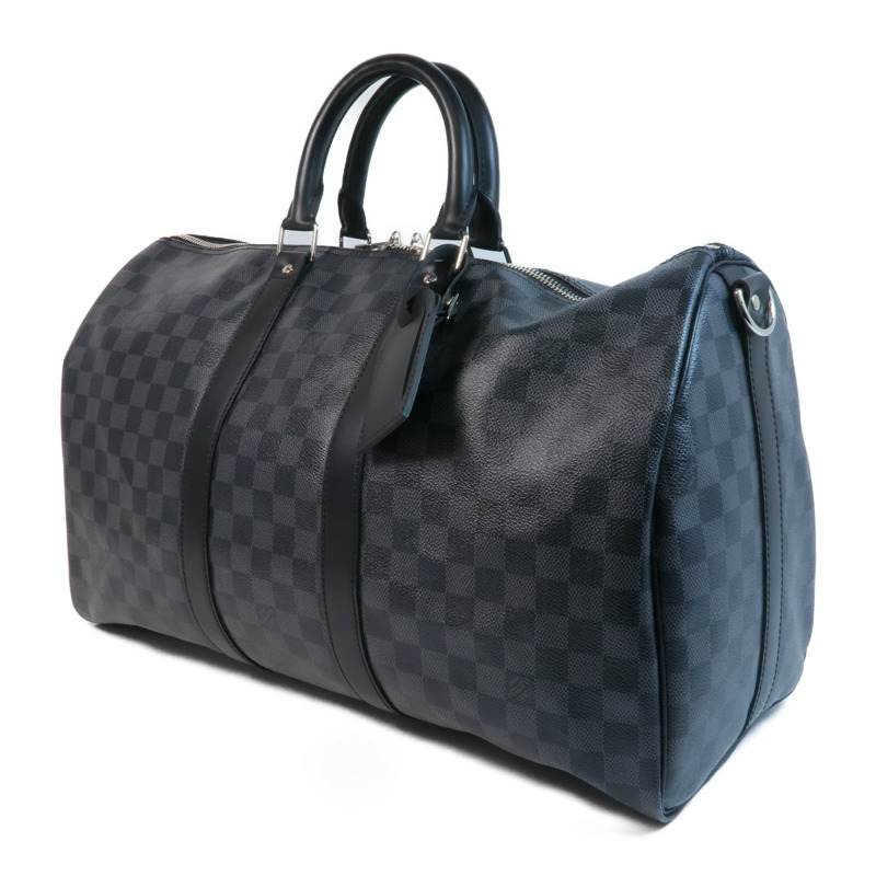 LOUIS VUITTON Damier Graphite Keepall 45 Bandouliere銀扣手挽肩背兩用袋-2