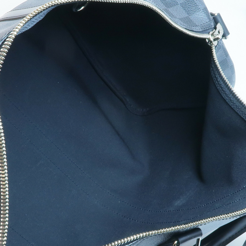 LOUIS VUITTON Damier Graphite Keepall 45 Bandouliere銀扣手挽肩背兩用袋-4