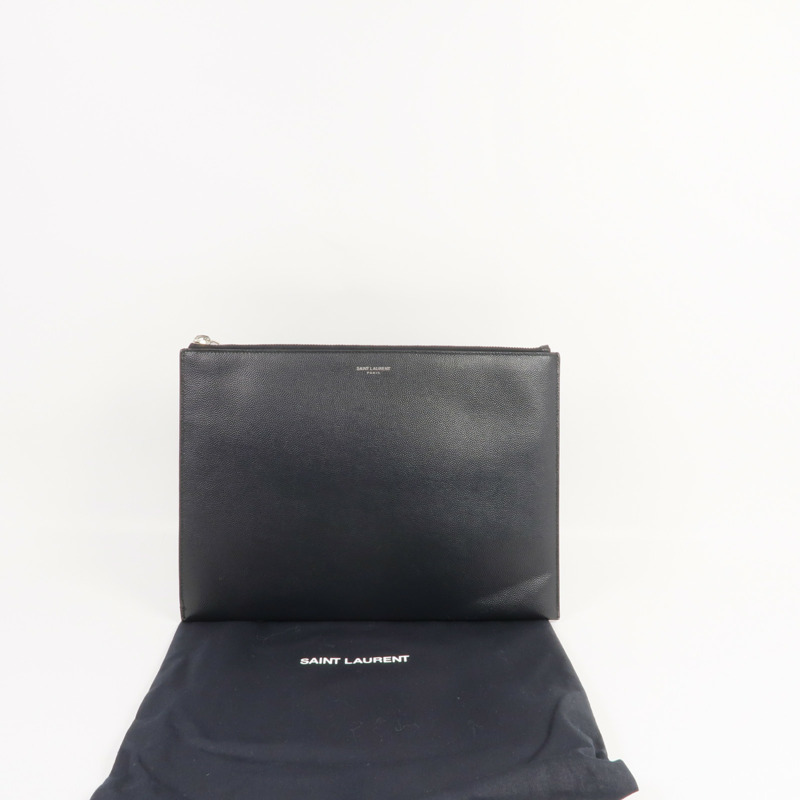 SAINT LAURENT 牛皮皮革Clutch Bag銀扣手拿包-8