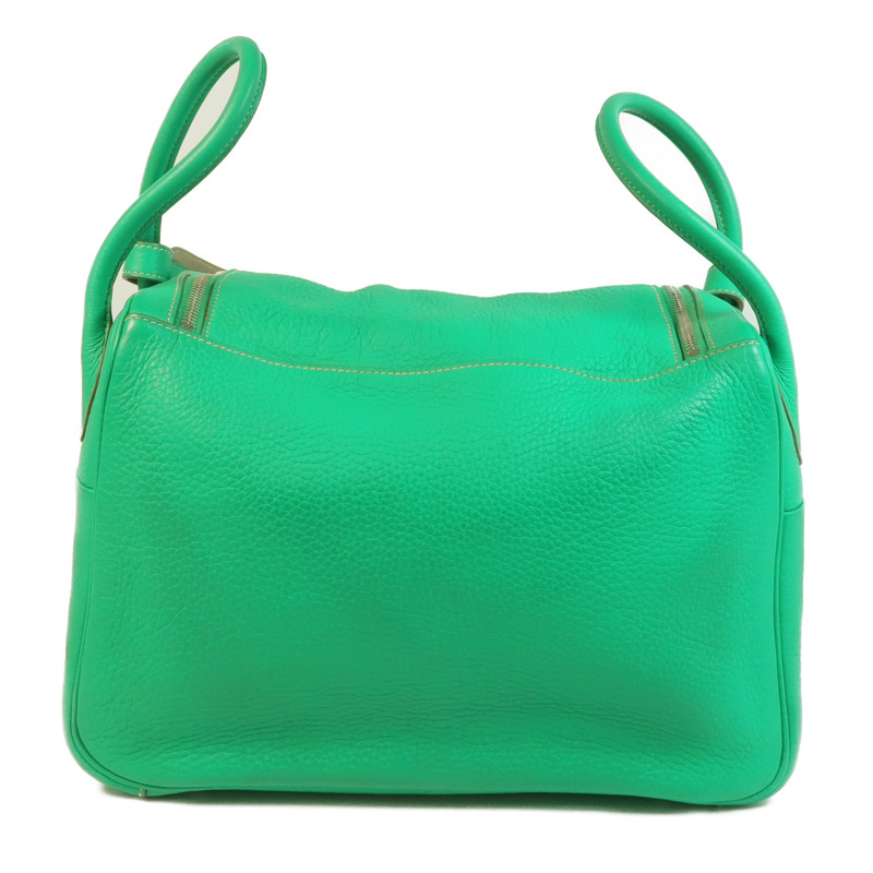 HERMES Clemence皮革Lindy 34銀扣手挽肩背兩用袋Menthe/Gris Tourterelle-1