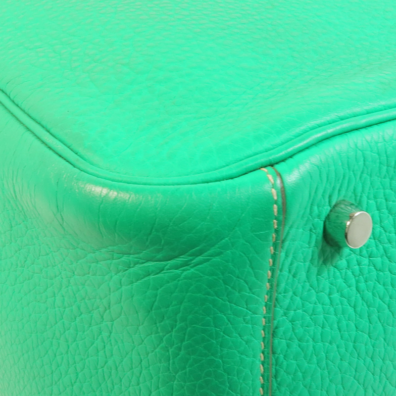 HERMES Clemence皮革Lindy 34銀扣手挽肩背兩用袋Menthe/Gris Tourterelle-11