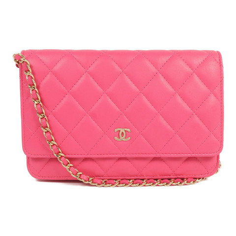 CHANEL 羊皮皮革WOC Wallet On Chain Shoulder Bag金扣鏈帶肩背袋