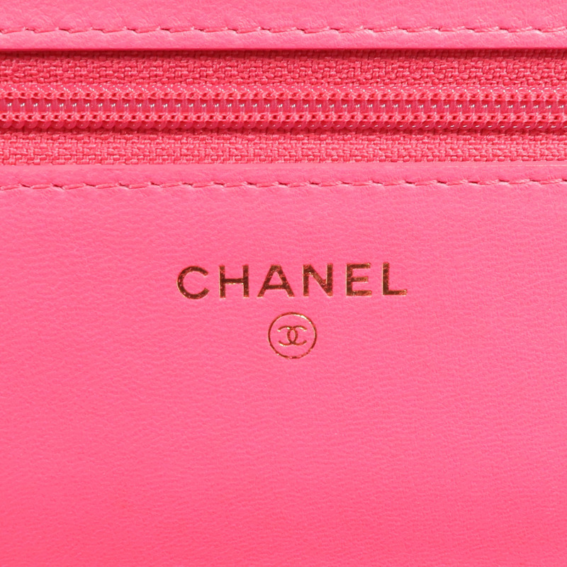 CHANEL 羊皮皮革WOC Wallet On Chain Shoulder Bag金扣鏈帶肩背袋-5