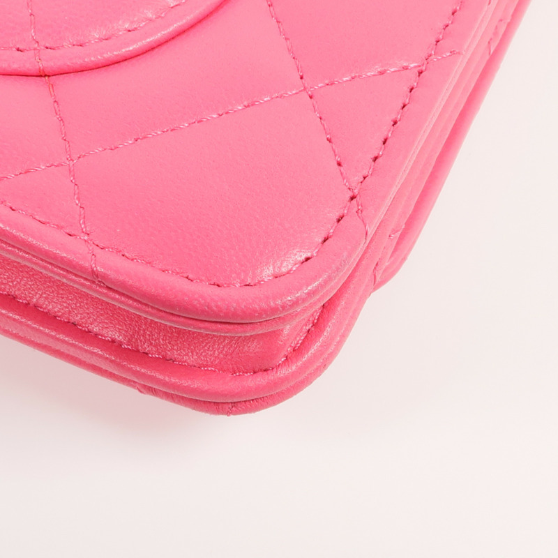 CHANEL 羊皮皮革WOC Wallet On Chain Shoulder Bag金扣鏈帶肩背袋-14