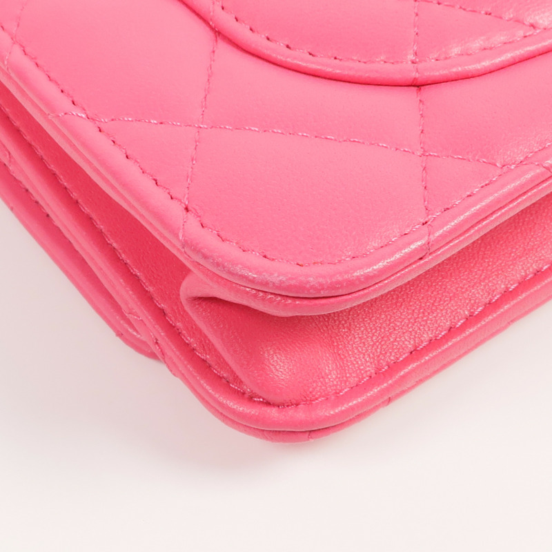 CHANEL 羊皮皮革WOC Wallet On Chain Shoulder Bag金扣鏈帶肩背袋-15