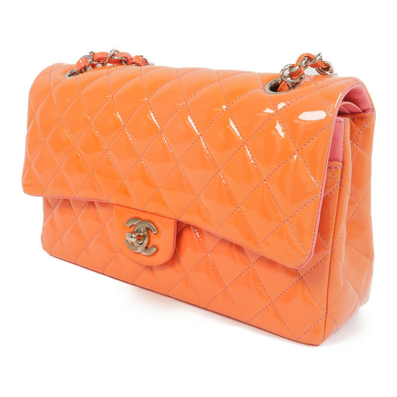 CHANEL 漆皮皮革Classic 25銀扣鏈帶肩背袋-2