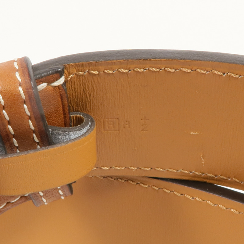 HERMES Barenia皮革Etriviere 32 Belt銀扣皮帶Gold-6