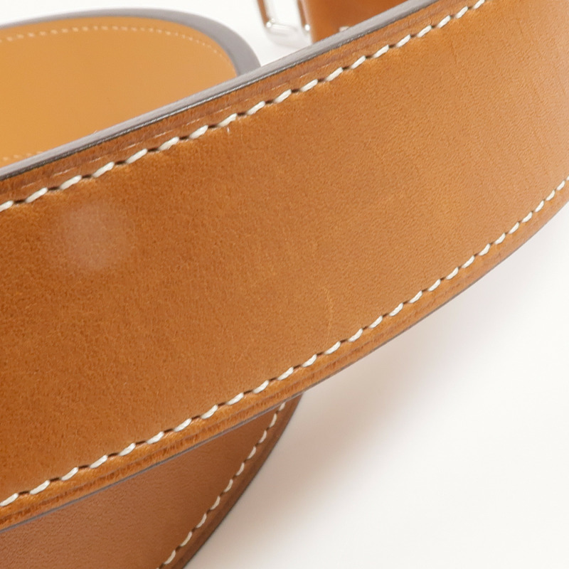 HERMES Barenia皮革Etriviere 32 Belt銀扣皮帶Gold-8