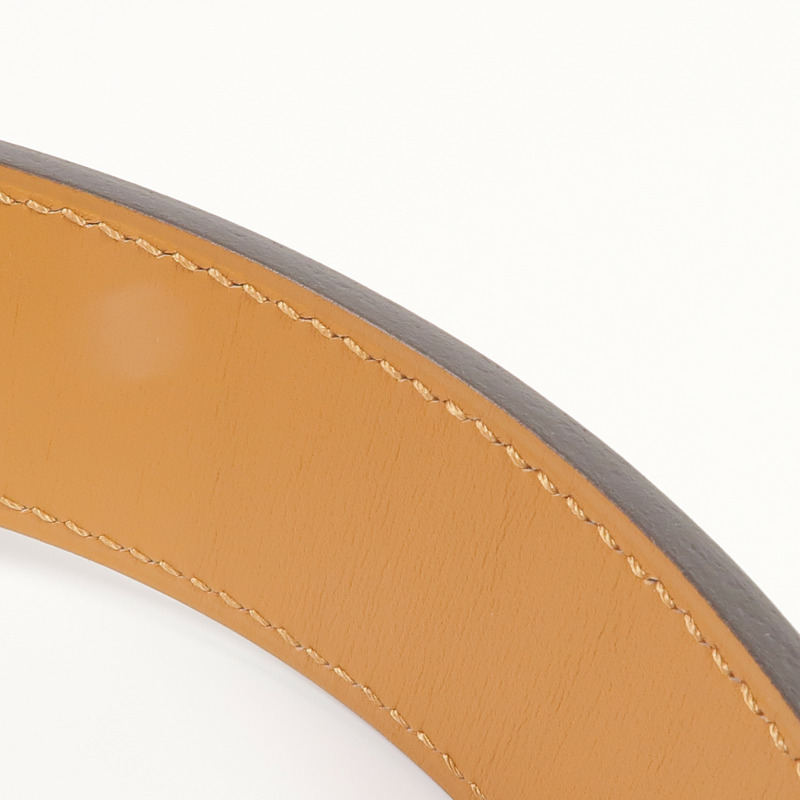 HERMES Barenia皮革Etriviere 32 Belt銀扣皮帶Gold-10