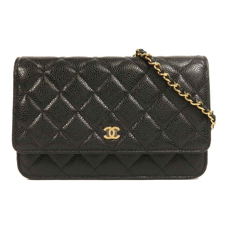 CHANEL 牛皮皮革WOC Wallet On Chain金扣鏈帶肩背袋-0