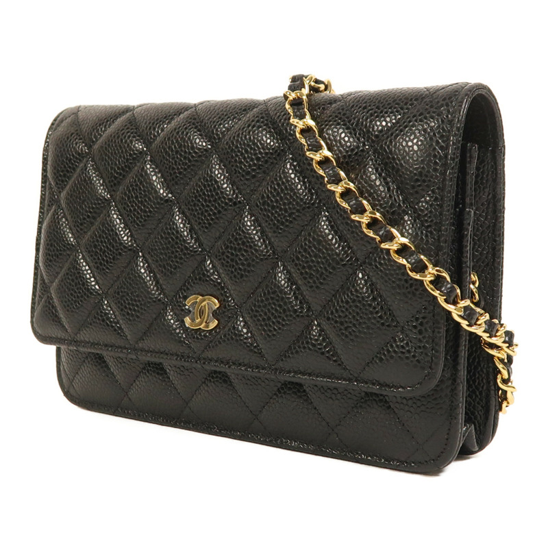 CHANEL 牛皮皮革WOC Wallet On Chain金扣鏈帶肩背袋-2