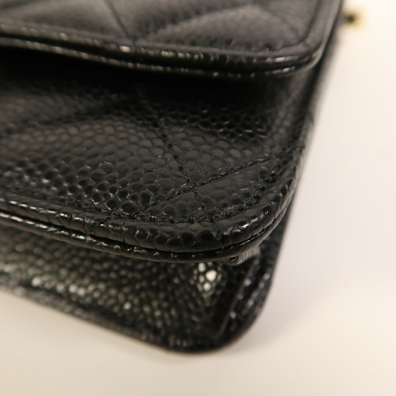 CHANEL 牛皮皮革WOC Wallet On Chain金扣鏈帶肩背袋-4