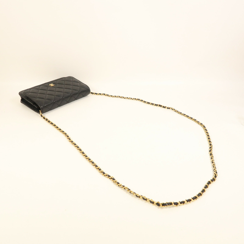 CHANEL 牛皮皮革WOC Wallet On Chain金扣鏈帶肩背袋-8