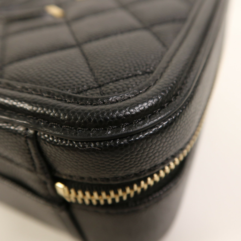 CHANEL 牛皮皮革Filigree Vanity Case金扣手挽肩背兩用袋-4