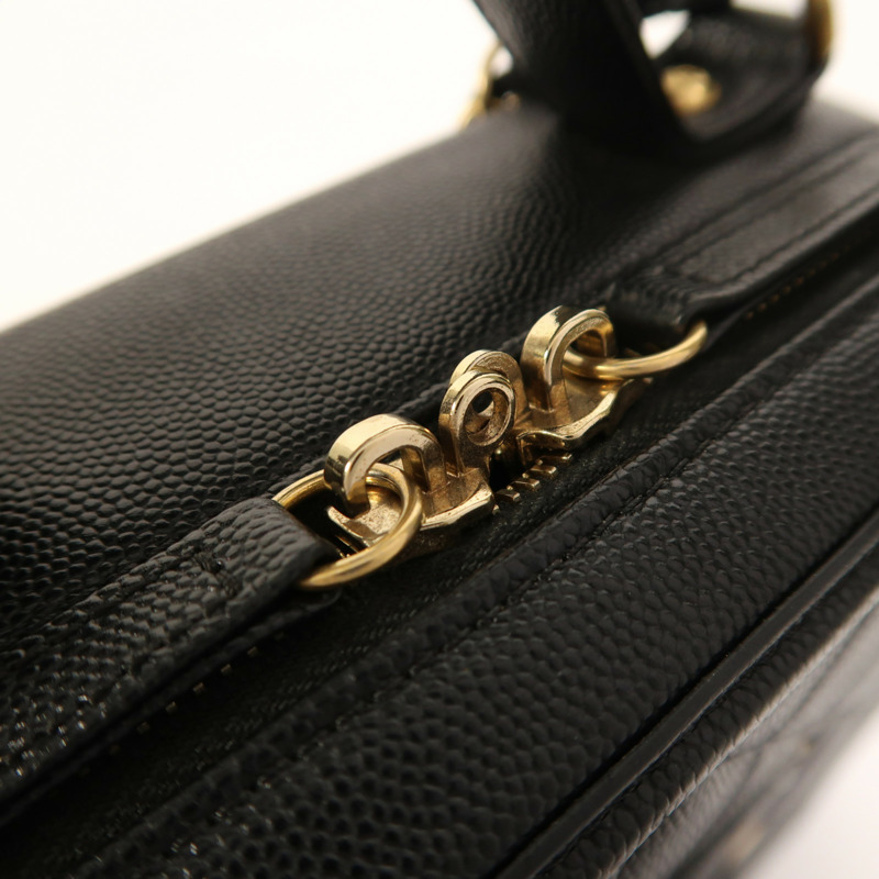 CHANEL 牛皮皮革Filigree Vanity Case金扣手挽肩背兩用袋-9