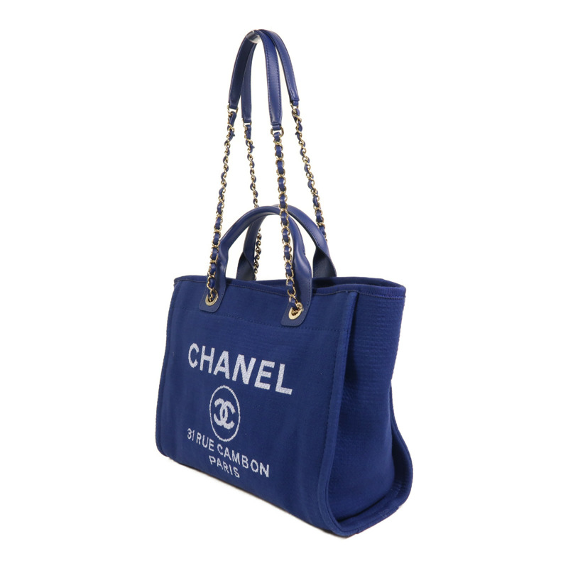 CHANEL 帆布Deauville Tote金扣手挽肩背兩用袋-2