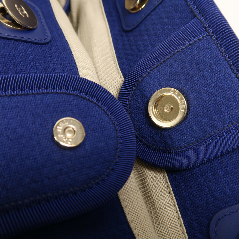 CHANEL 帆布Deauville Tote金扣手挽肩背兩用袋-10