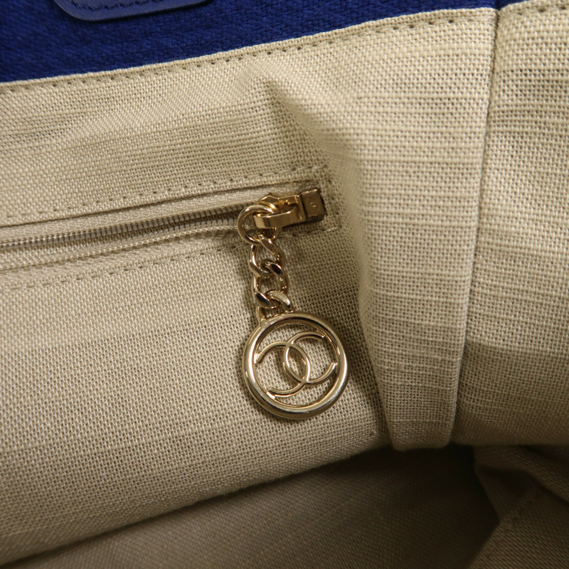 CHANEL 帆布Deauville Tote金扣手挽肩背兩用袋-12