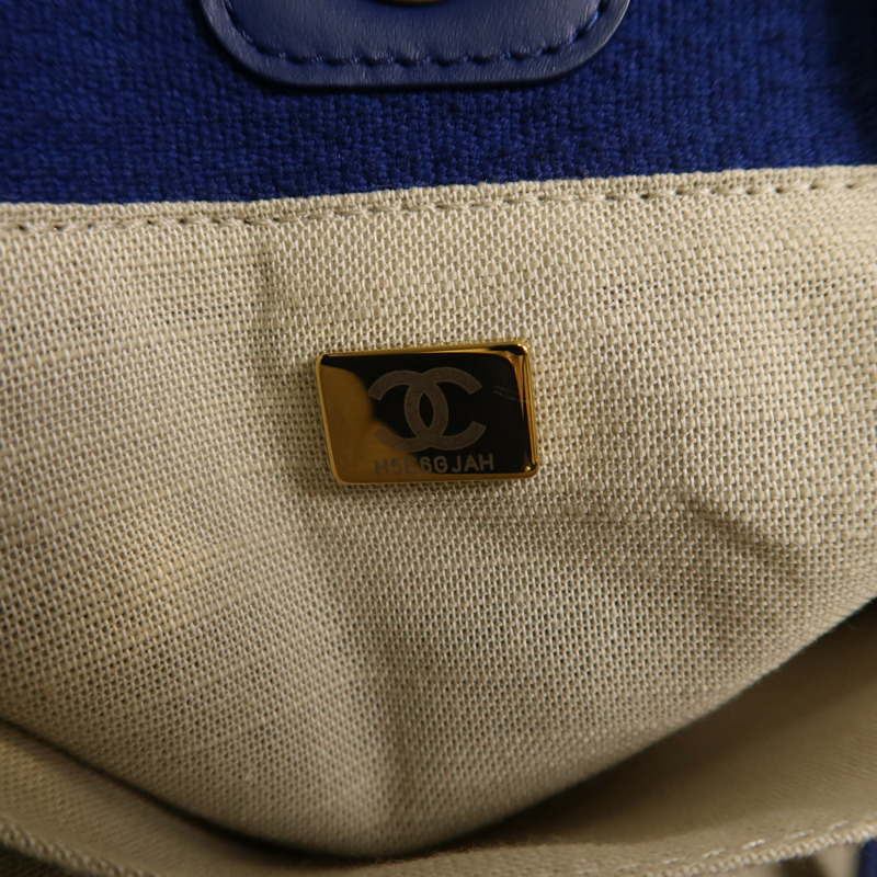 CHANEL 帆布Deauville Tote金扣手挽肩背兩用袋-13