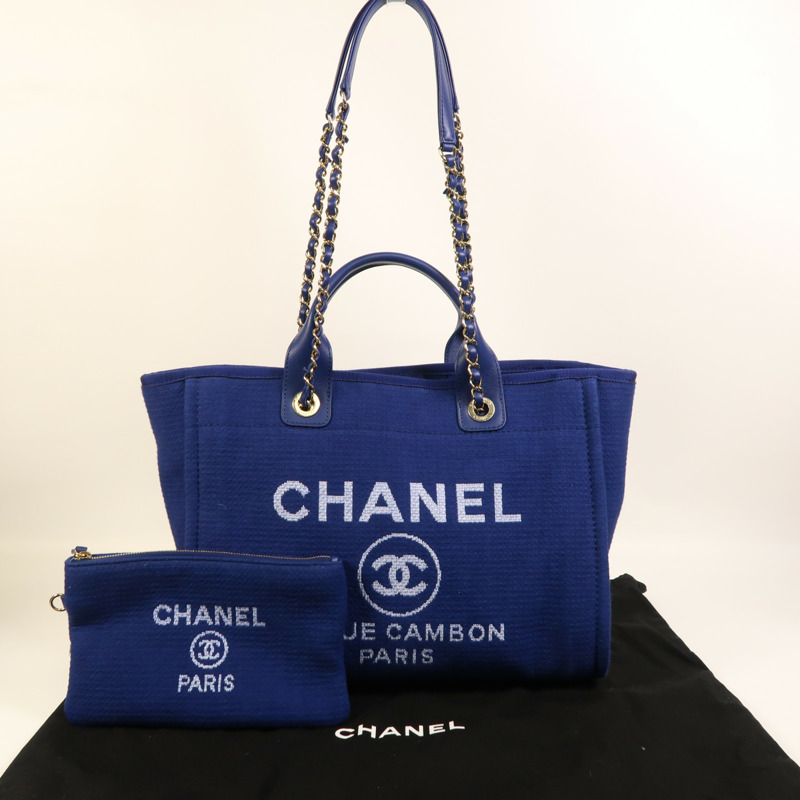 CHANEL 帆布Deauville Tote金扣手挽肩背兩用袋-14