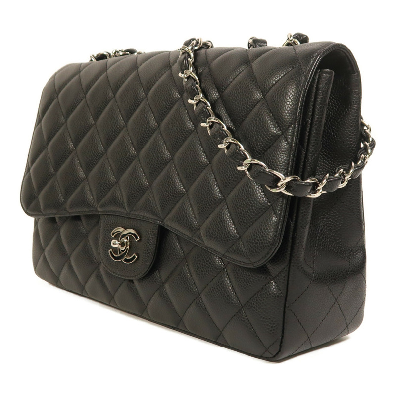 CHANEL 牛皮皮革Large Classic銀扣鏈帶肩背袋-2