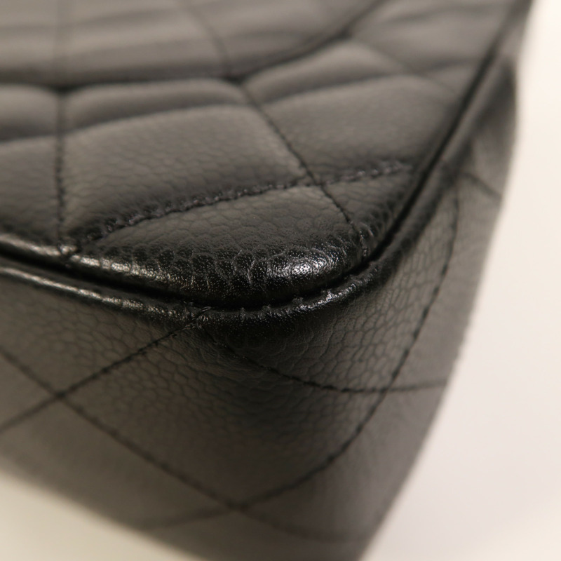 CHANEL 牛皮皮革Large Classic銀扣鏈帶肩背袋-6