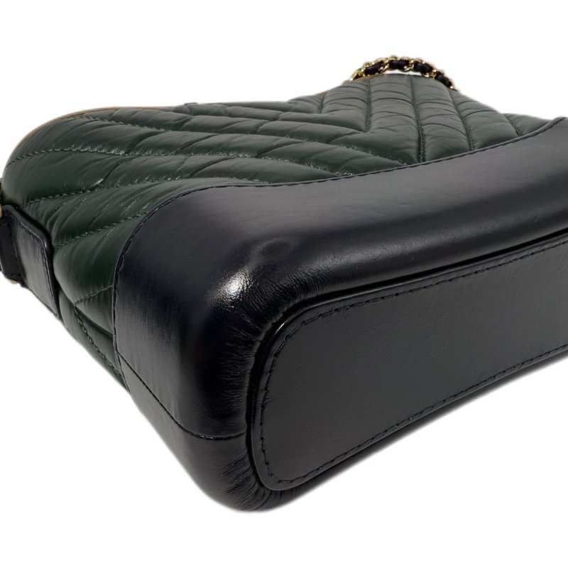 [ 2066］ 香奈兒  Chanel 流浪包 墨綠色 斜挎包 （牛皮）小號-5