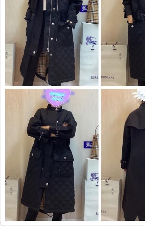 BURBERRY英國黑色絎縫拼接風衣S-2