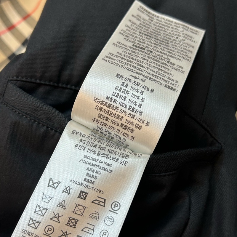 BURBERRY英國黑色絎縫拼接風衣S-14