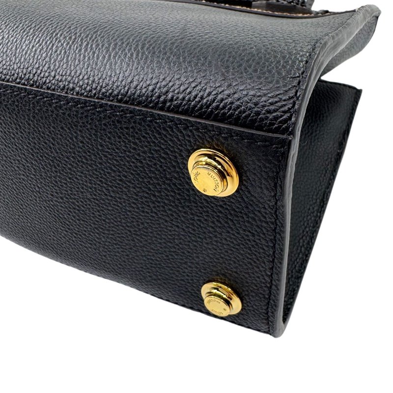 【2056】 路易威登 Louis Vuitton Capucines 黑色（蛇皮&牛皮拼接）手提包 中號 金扣-10