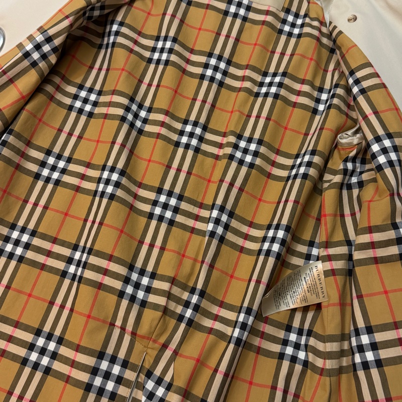 BURBERRY英國淺灰標誌圓形孔眼長風衣UK8-14