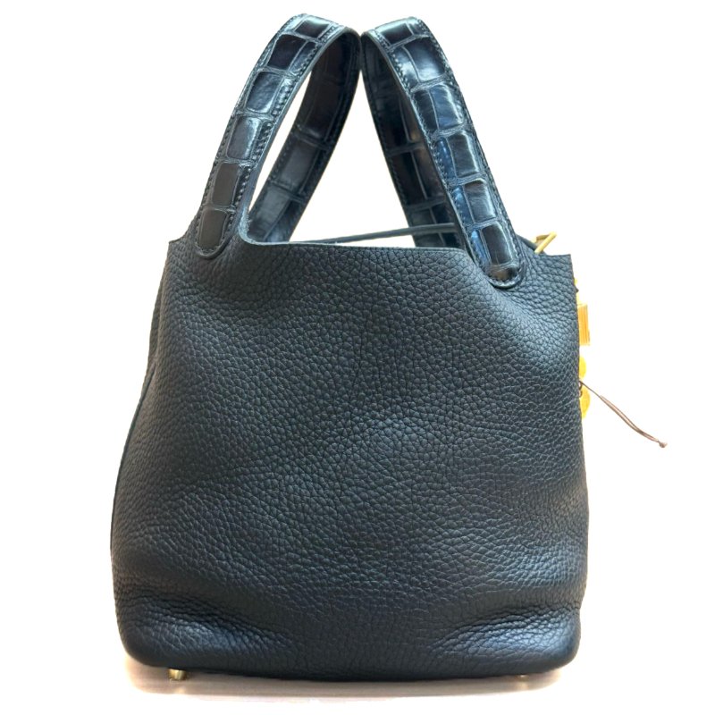 [3010］愛馬仕  Hermès Picotin 18 (黑金）手提包 Togo皮 金扣-1