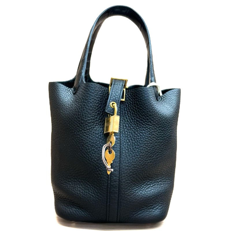 [3010］愛馬仕  Hermès Picotin 18 (黑金）手提包 Togo皮 金扣-2