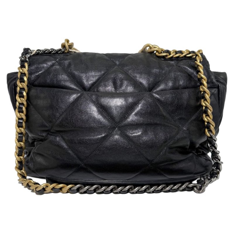 [2675] 香奈兒 Chanel 19BAG 黑金色 斜挎包 羊皮 大號 金扣-1