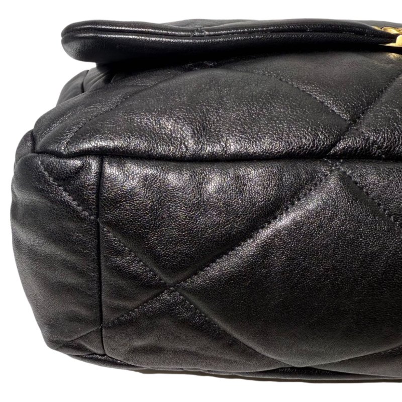 [2675] 香奈兒 Chanel 19BAG 黑金色 斜挎包 羊皮 大號 金扣-6